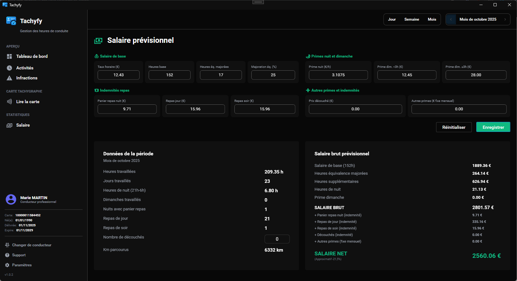 Tachyfy - Calcul du salaire prévisionnel avec primes et indemnités