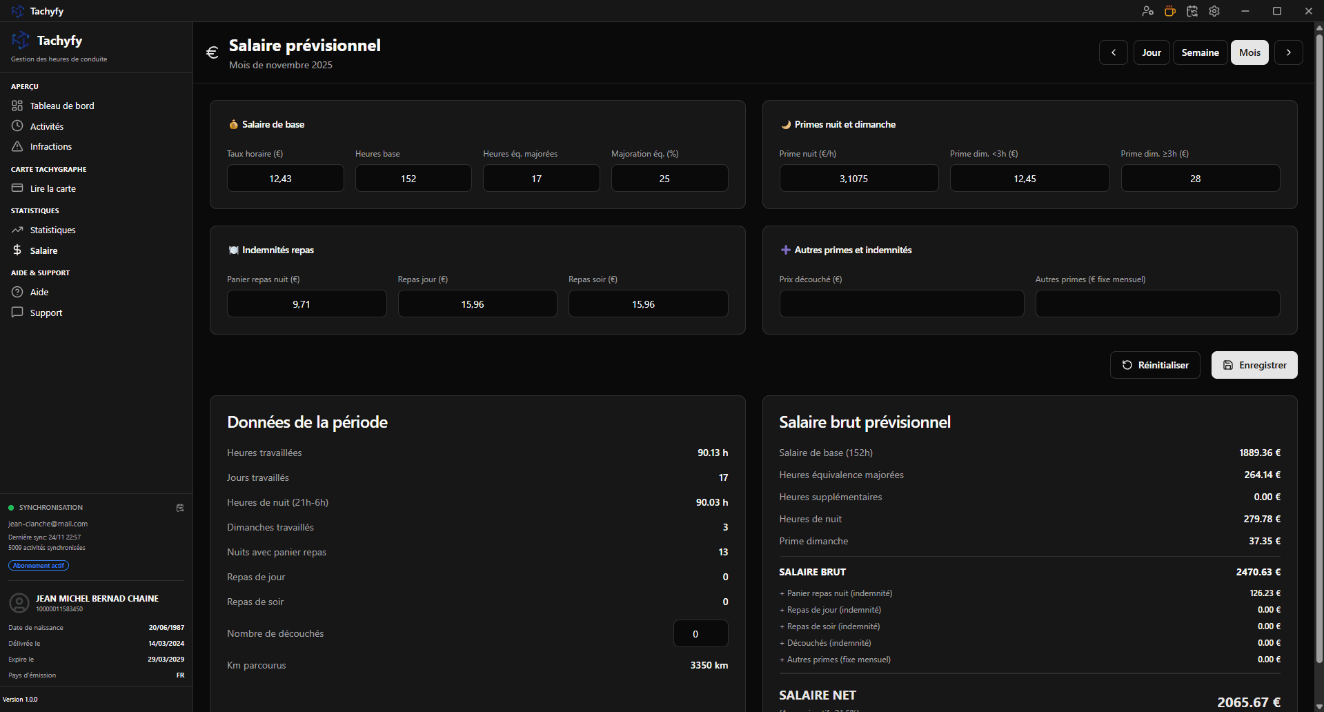 Tachyfy - Calcul du salaire prévisionnel avec primes et indemnités
