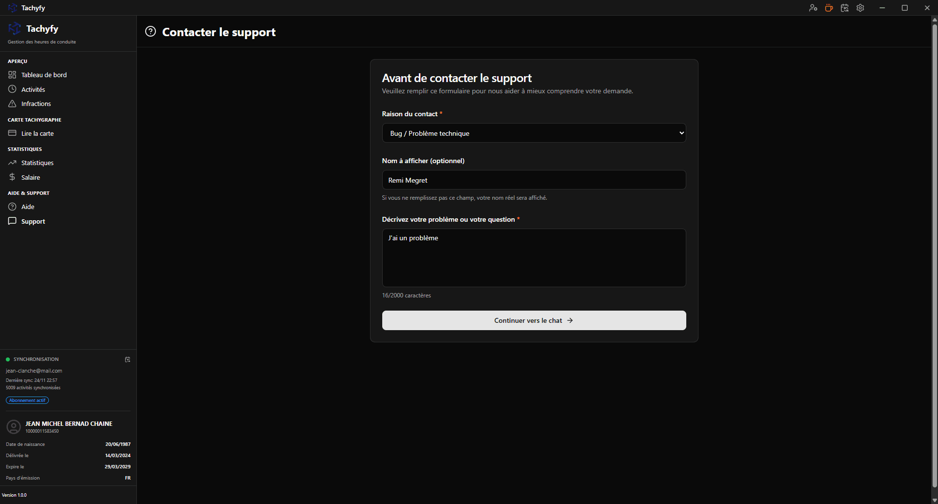 Tachyfy - Système de support avec chat intégré