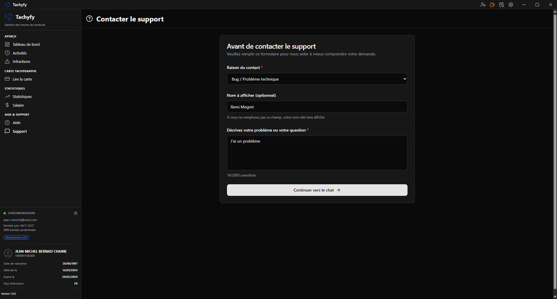 Tachyfy - Support system with integrated chat